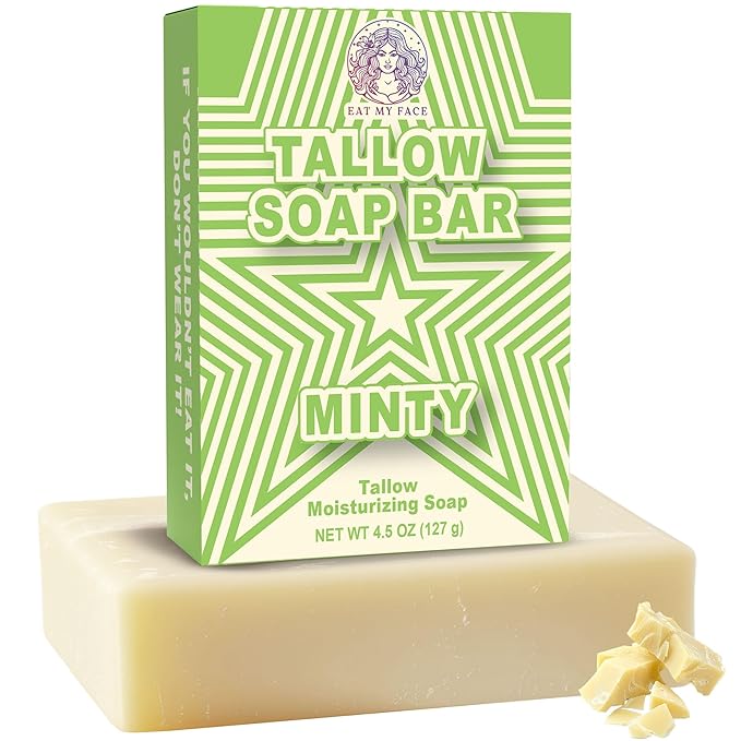 organic Tallow soap bar in minty scent