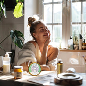 women applying eat my face beef tallow after sun repair with aloe to sooth skin
