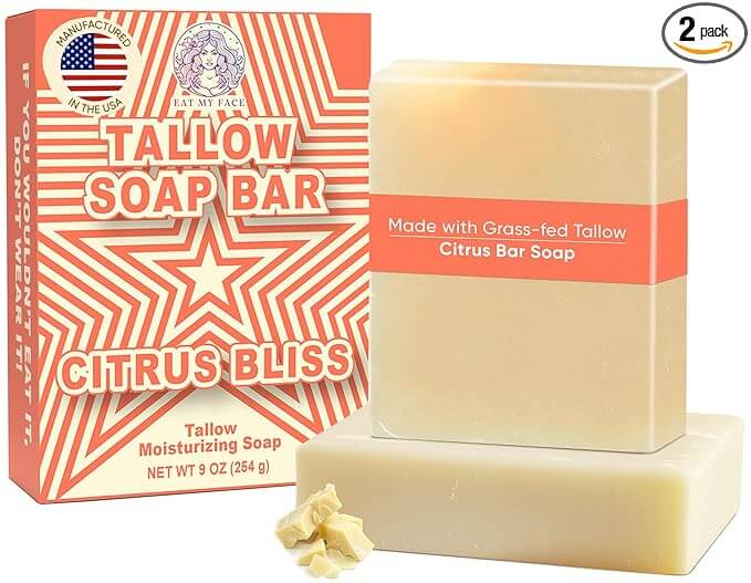 Citrus beef tallow soap twin pack, two 4.5 oz bars