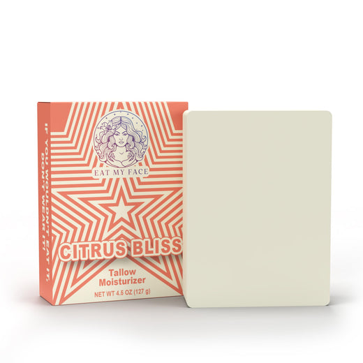 Beef Tallow Sunscreen SPF 30 - Reef Safe Eat My Face Citrus Bliss tallow moisturizer box with solid bar on white background