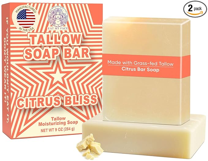 Bergamot + Orange Beef Tallow Soap Twin Pack – two 4.5 oz Bars