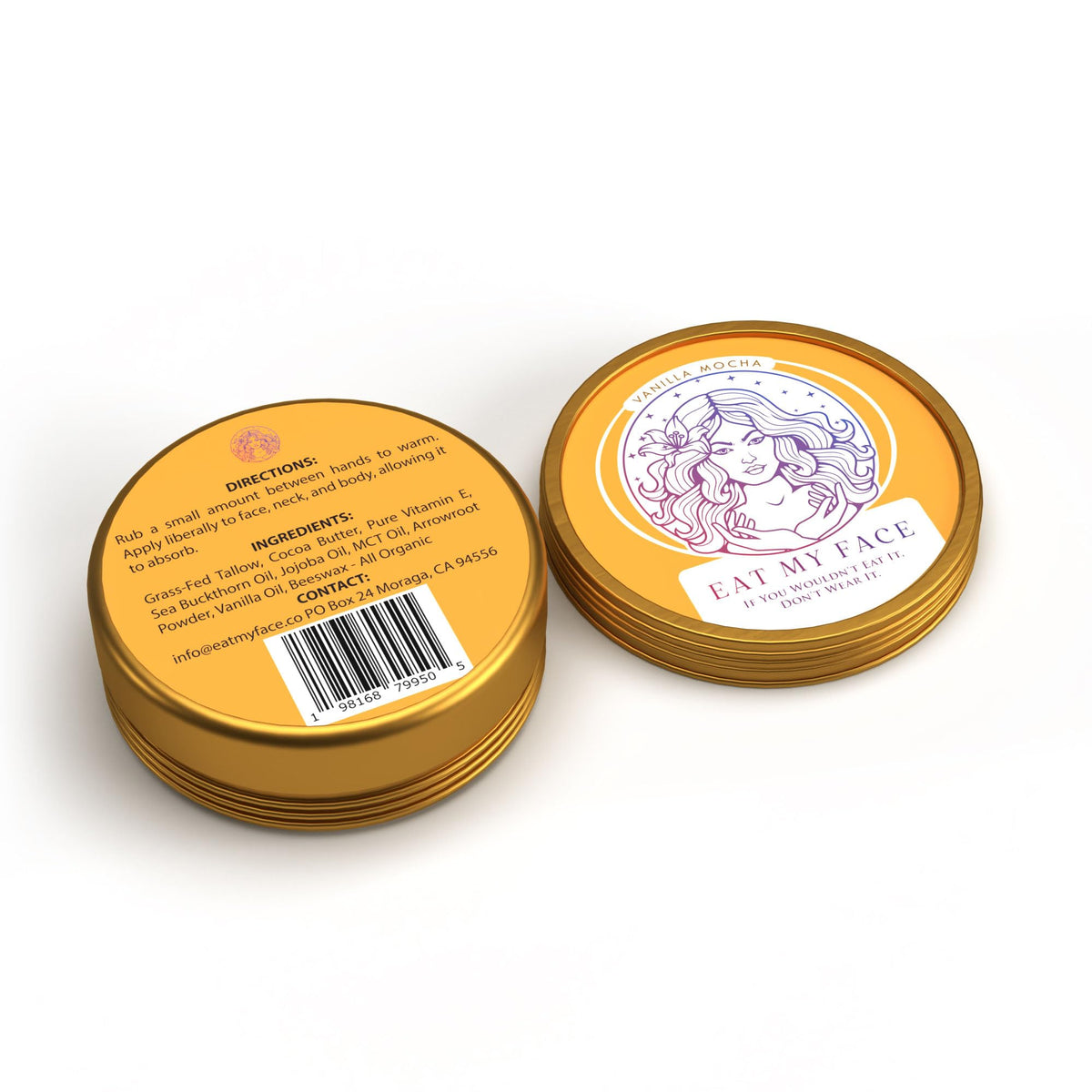Vanilla Mocha Moisturizer gold tin label detail