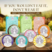 Unscented Beef Tallow Soap Twin Pack – Fragrance-Free (4.5 oz each) displayed in beef tallow product line image with soap bars