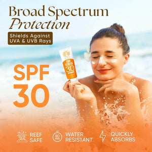 beef tallow reef safe sunscreen SPF 30 for sensitive skin broad spectrum UVA UVB protection, water resistant, quickly absorbs