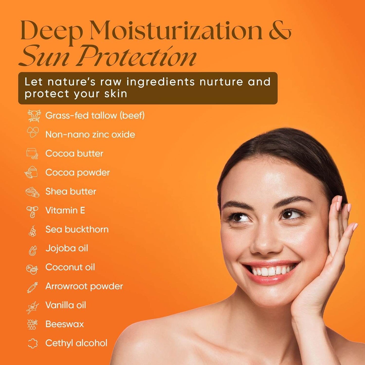 reef safe mineral sunscreen duo deep moisturization sun protection with non-nano zinc oxide and grass-fed beef tallow ingredients