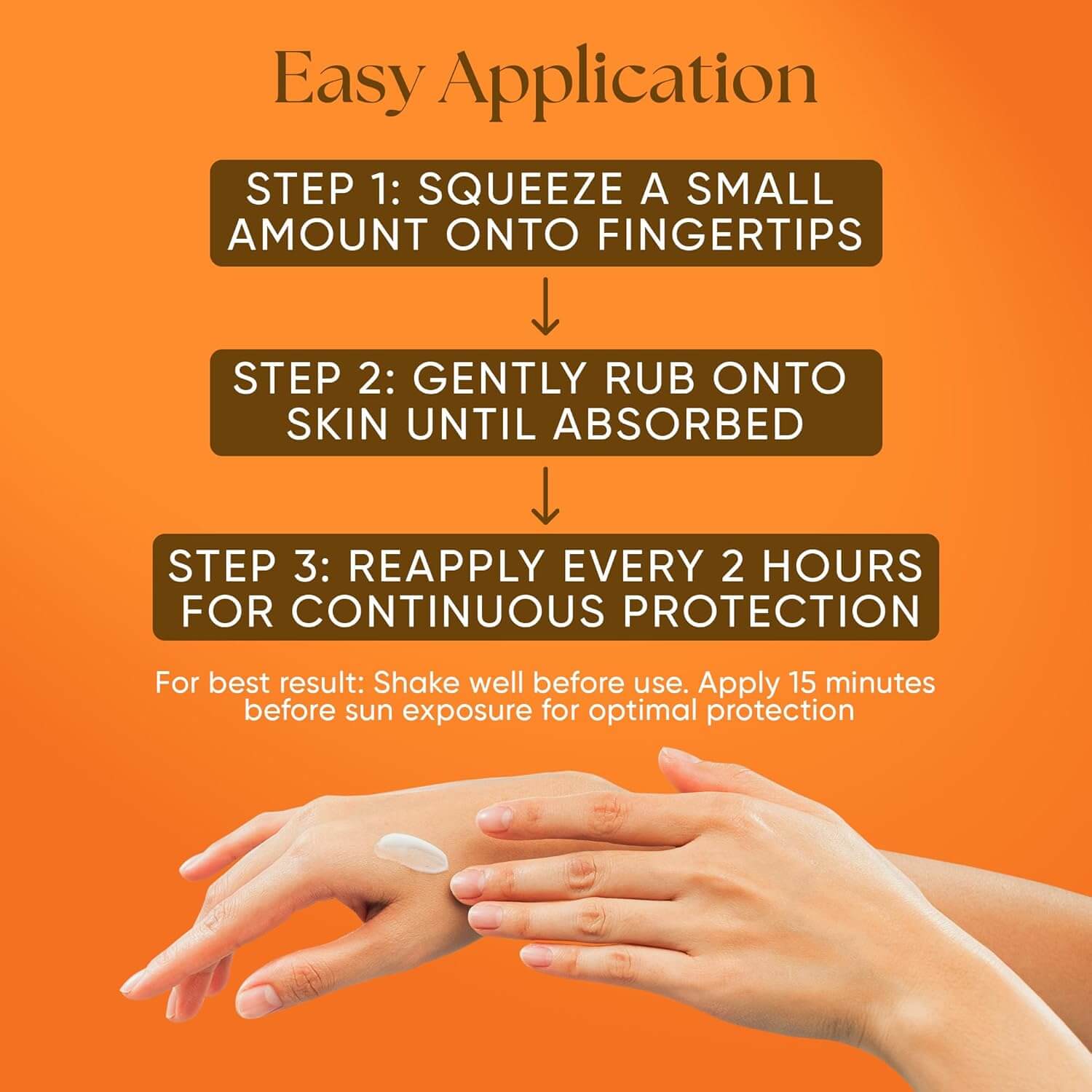 Beef Tallow Sunscreen SPF 30 - Travel Sunscreen Lotion easy application steps: squeeze, rub until absorbed, reapply every 2 hours