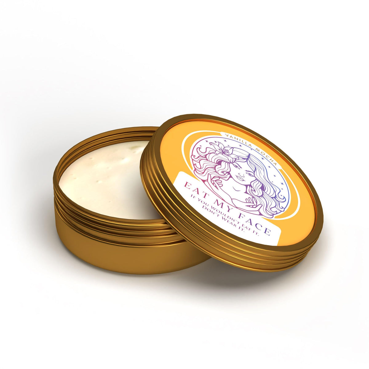 Vanilla Mocha Moisturizer — open tin showing whipped tallow balm
