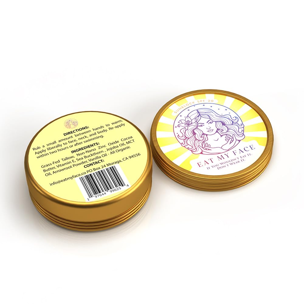 beef tallow sunscreen SPF 30 reef safe tin with non-nano zinc oxide mineral sunscreen balm