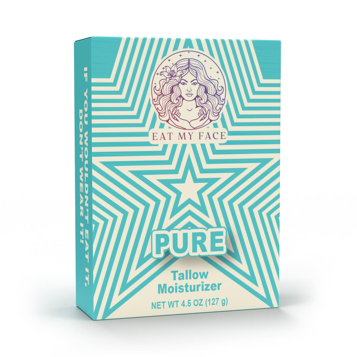 Natural Tallow Bar Soap – Pure by Eat My Face, Pure tallow moisturizer box packaging with star design