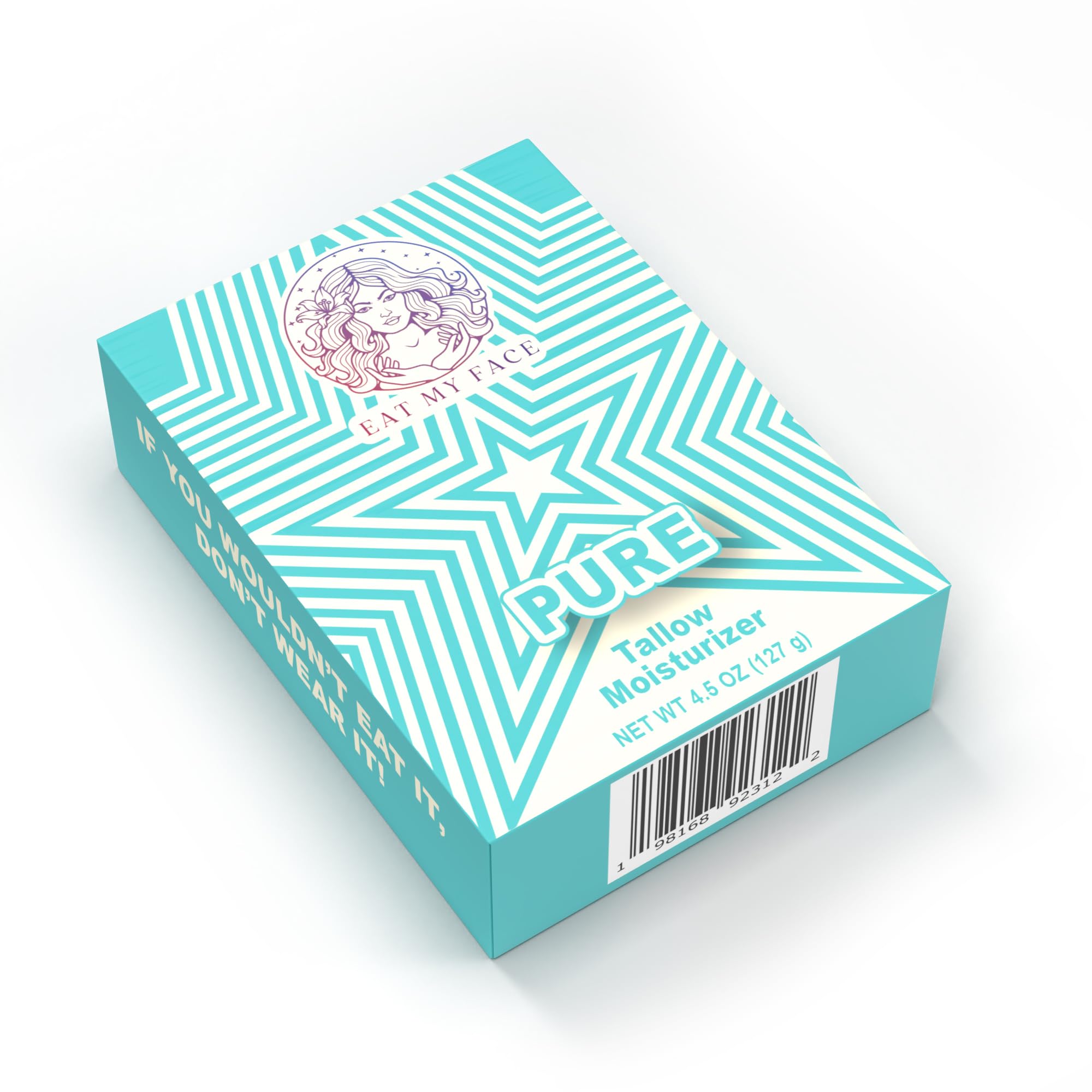 Alt Tag: Natural Tallow Bar Soap – Pure tallow moisturizer soap bar by Eat My Face, PURE packaging box