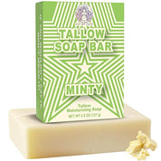 Grass-Fed Beef Tallow Soap Variety Pack – Unscented, Mint & Citrus (3-Bar Bundle) mint tallow soap bar packaging with moisturizing soap bar