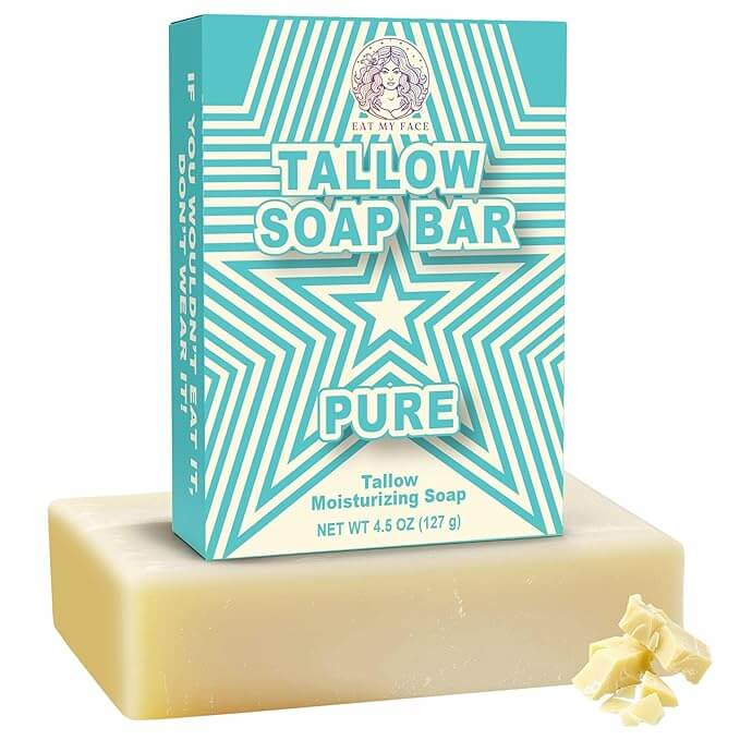 Alt Tag: Grass-Fed Beef Tallow Soap Variety Pack – Unscented, Mint & Citrus (3-Bar Bundle) unscented pure tallow soap bar 4.5 oz