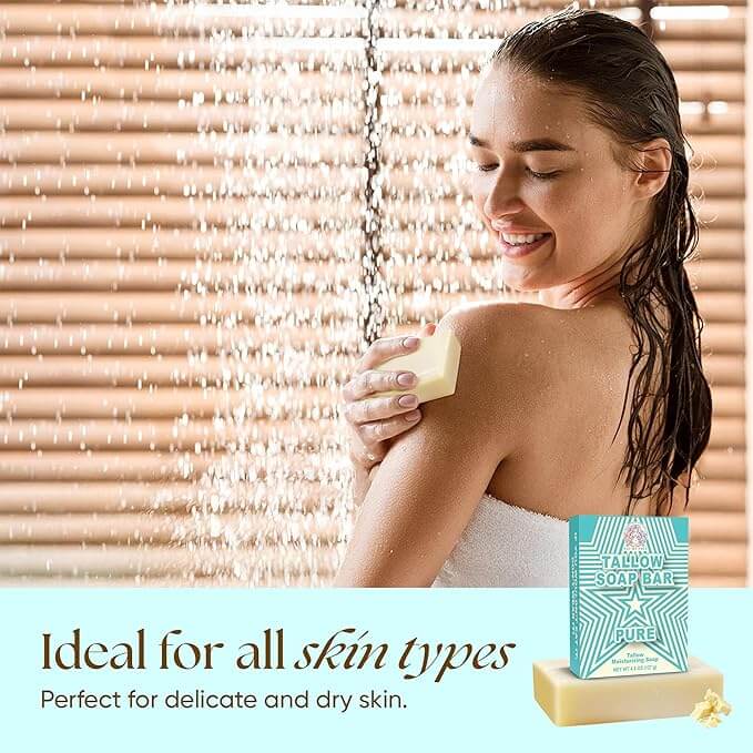 Grass-Fed Beef Tallow Soap Variety Pack – Unscented, Mint & Citrus (3-Bar Bundle) gentle body wash bar for all skin types