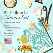 unscented tallow soap and cream for baby and mom with grass-fed tallow soap bar and clean ingredient blend, made in USA