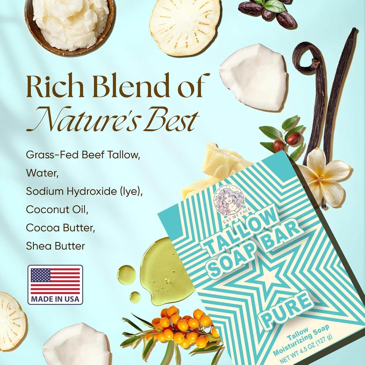 unscented tallow soap and cream for baby and mom with grass-fed tallow soap bar and clean ingredient blend, made in USA