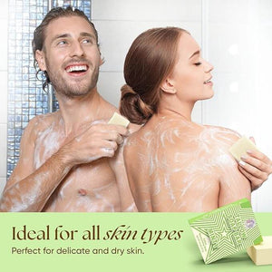 Minty Beef Tallow Soap Twin Pack – Natural Peppermint Spearmint 4.5 oz couple in shower with mint tallow soap lather all skin types