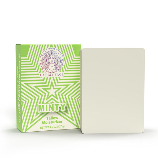 mint beef tallow soap bar with peppermint spearmint scent, Minty tallow moisturizer soap box and bar