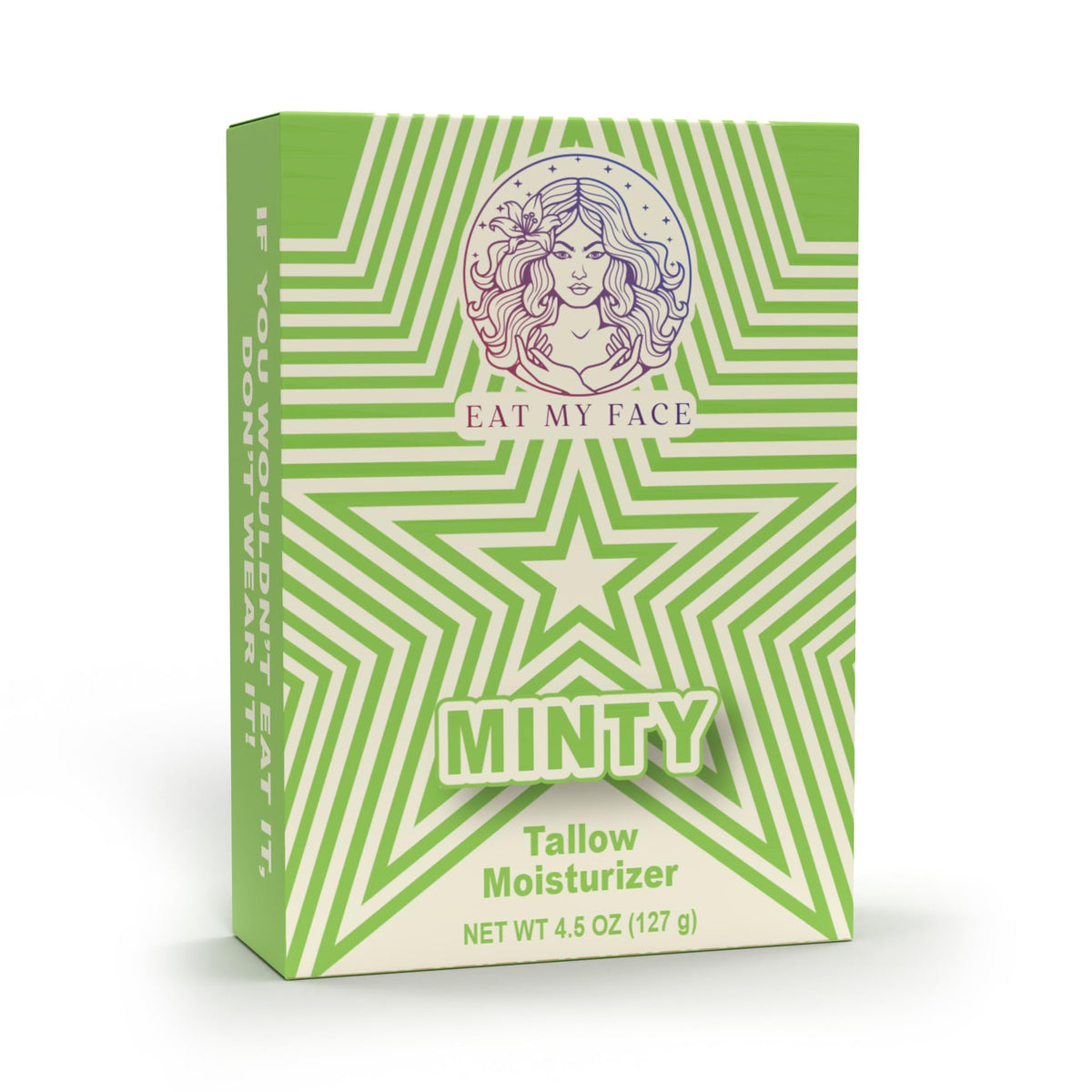 Mint Beef Tallow Soap Bar peppermint spearmint cleanse packaging - Eat My Face Minty tallow moisturizer box, 4.5 oz