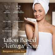 beef tallow skincare starter pack for sensitive skin tallow based natural soap bergamot citrus bar 100% organic no chemicals