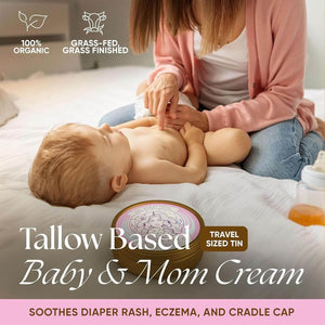 Baby & Mama Sensitive-Skin Duo – Unscented Tallow Soap + Baby Mama Tallow Skin Cream with grass-fed tallow baby & mom cream soothing eczema