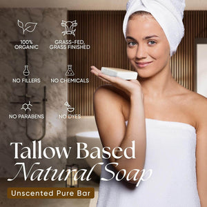 Baby & Mama Sensitive-Skin Duo – Unscented Tallow Soap + Baby Mama Tallow Skin Cream, tallow based natural unscented pure bar soap for sensitive skin